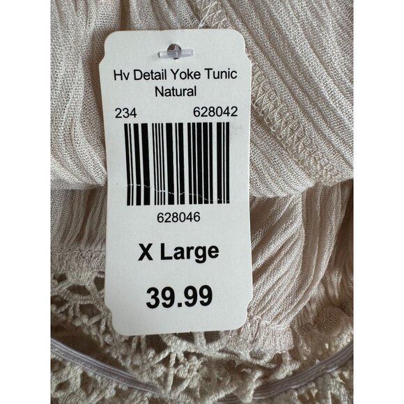 Indigo Soul Natural Rayon & Cotton Tunic With Crochet Yoke & Ruffle Hem X-Large - Picture 2 of 16